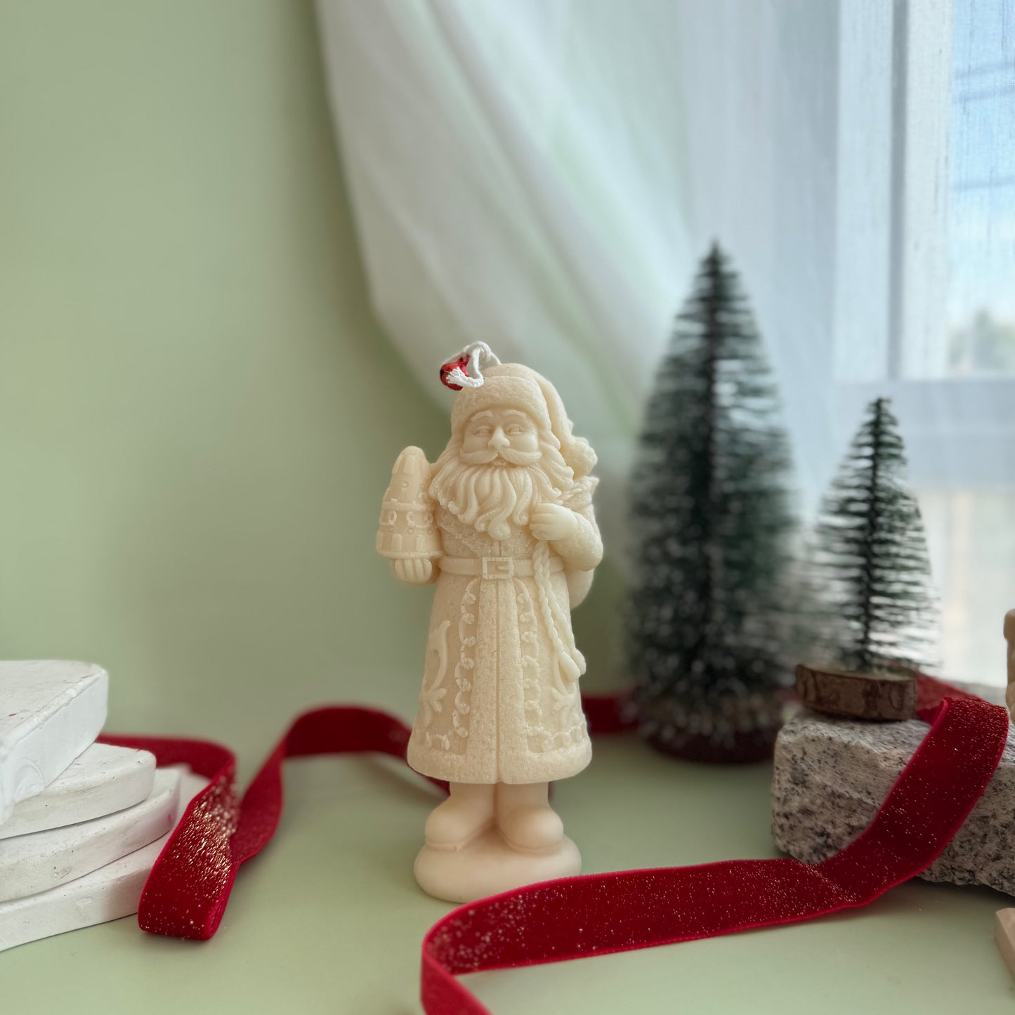 Santa with Snowy Tree