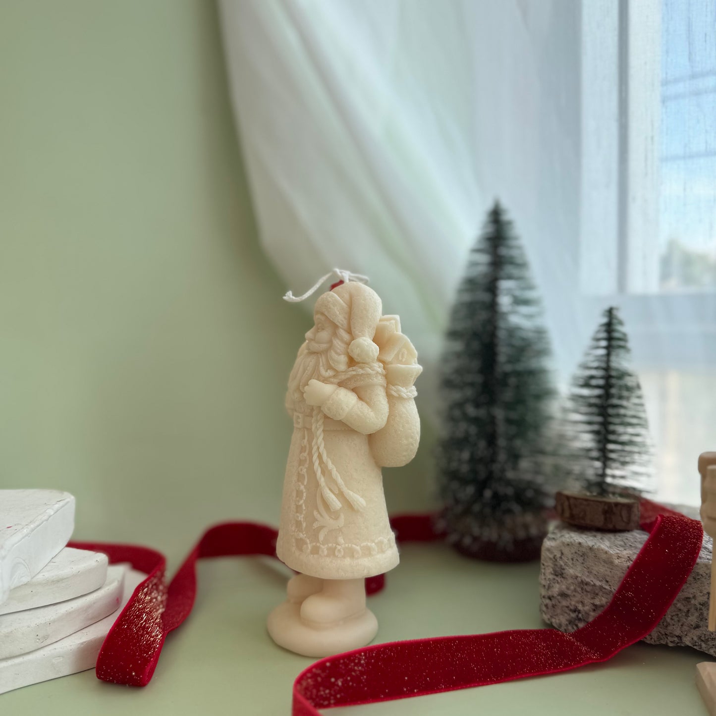 Santa with Snowy Tree