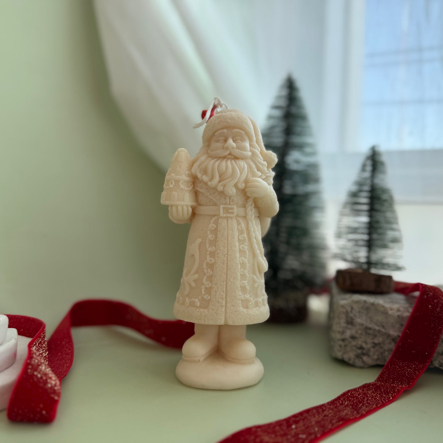 Santa with Snowy Tree